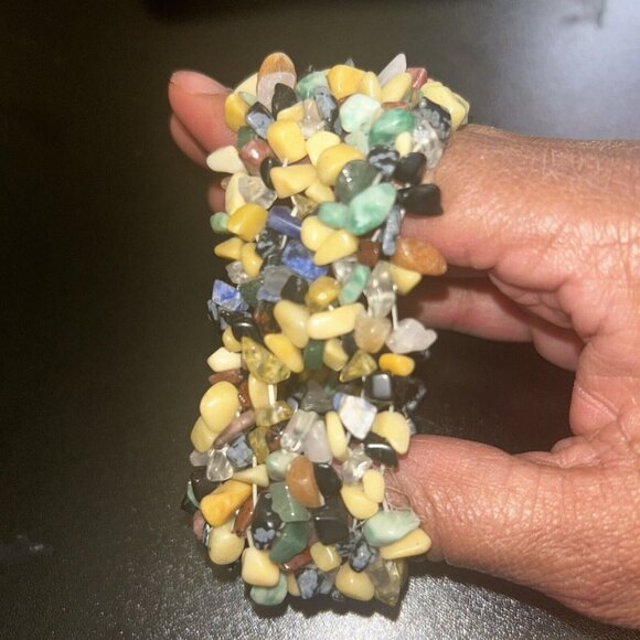 Elastic Beaded Braclet Multi Color Beads - Picture 2 of 2